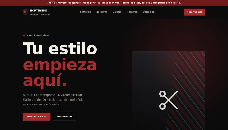 Diseño de página web para barbería: demo Northside Barber con reserva de citas online